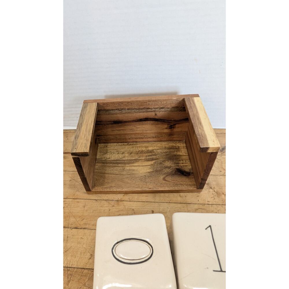 Rae Dunn Ceramic Perpetual Desk Calendar w/ Wood Block Holder Glossy Home Decor - Picture 5 of 6